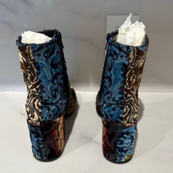 Strategia Women’s Velvet Brocade Patchwork Ankle Boot - Size 38 - Picture 3 of 5